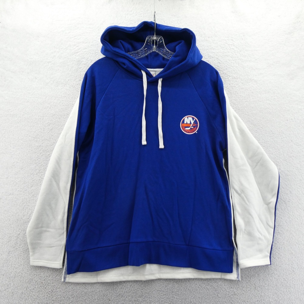 GIII 4Her Hoodie Women Medium NY Islanders Blue White Vtg Y2K Raglan Pullover
